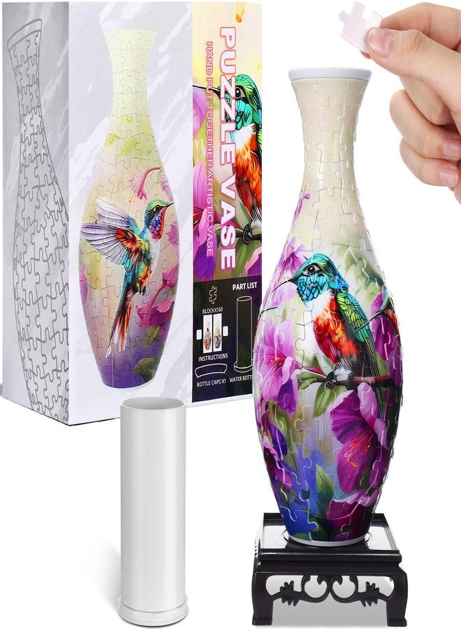 Silipull 3D Puzzle Vase Puzzle Flower Vase Crafted from 160 Curved Plastic Puzzle Pieces 3D DIY Housewarming Gift for Flower Arrangements and Home Decoration(Trochilus) - Image 1